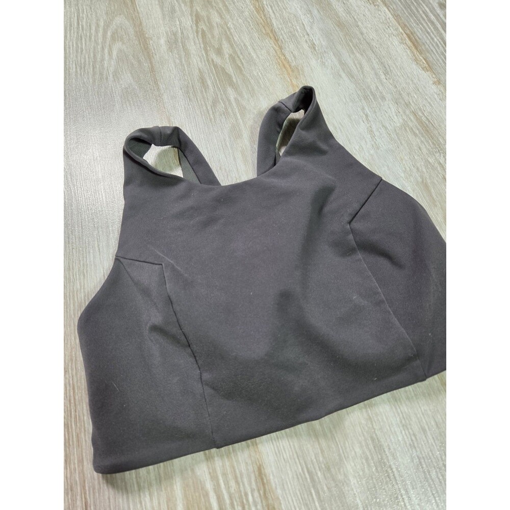 The North Face FlashDry Sports Bra Gray Black Cross Back Medium Support Sz S EUC - Picture 2 of 8